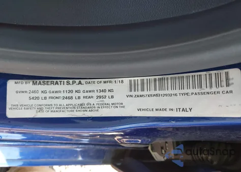 2018 Maserati Ghibli z USA, uszkodzony, nr VIN ZAM57XSA6J1293216